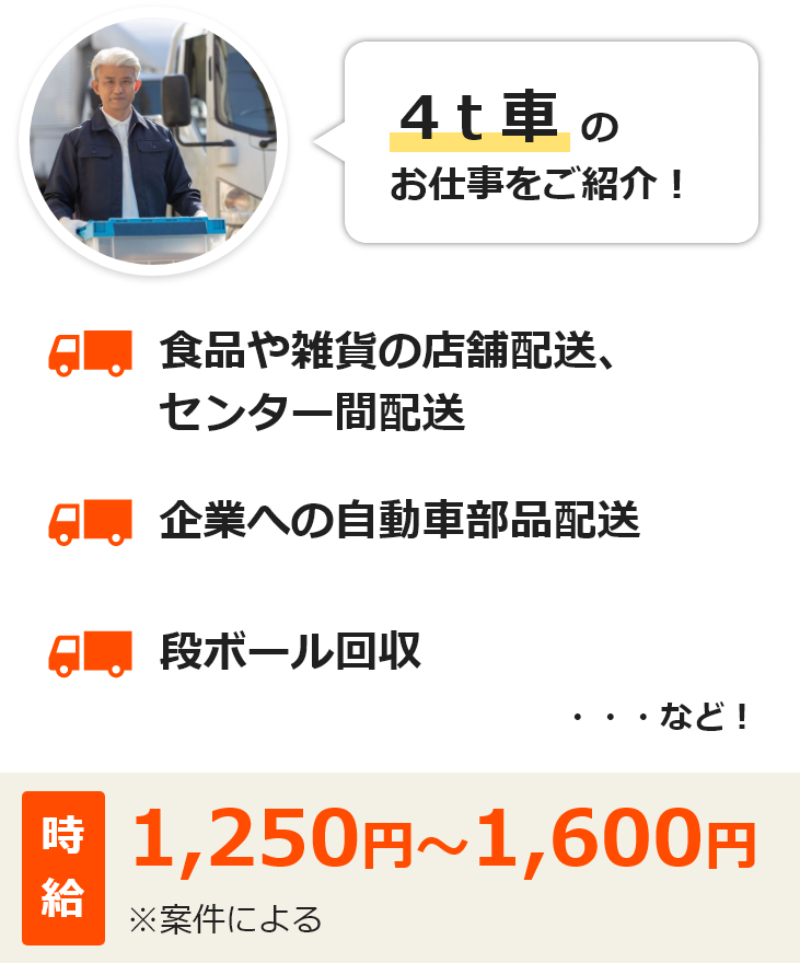 4ｔ車のお仕事をご紹介！